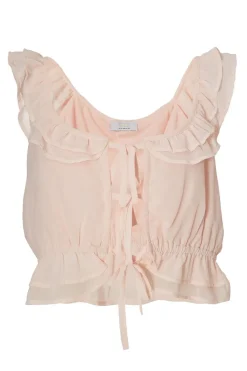 Quiz Summer Tops|Going Out Tops>Baby Pink Ruffle Crop Top