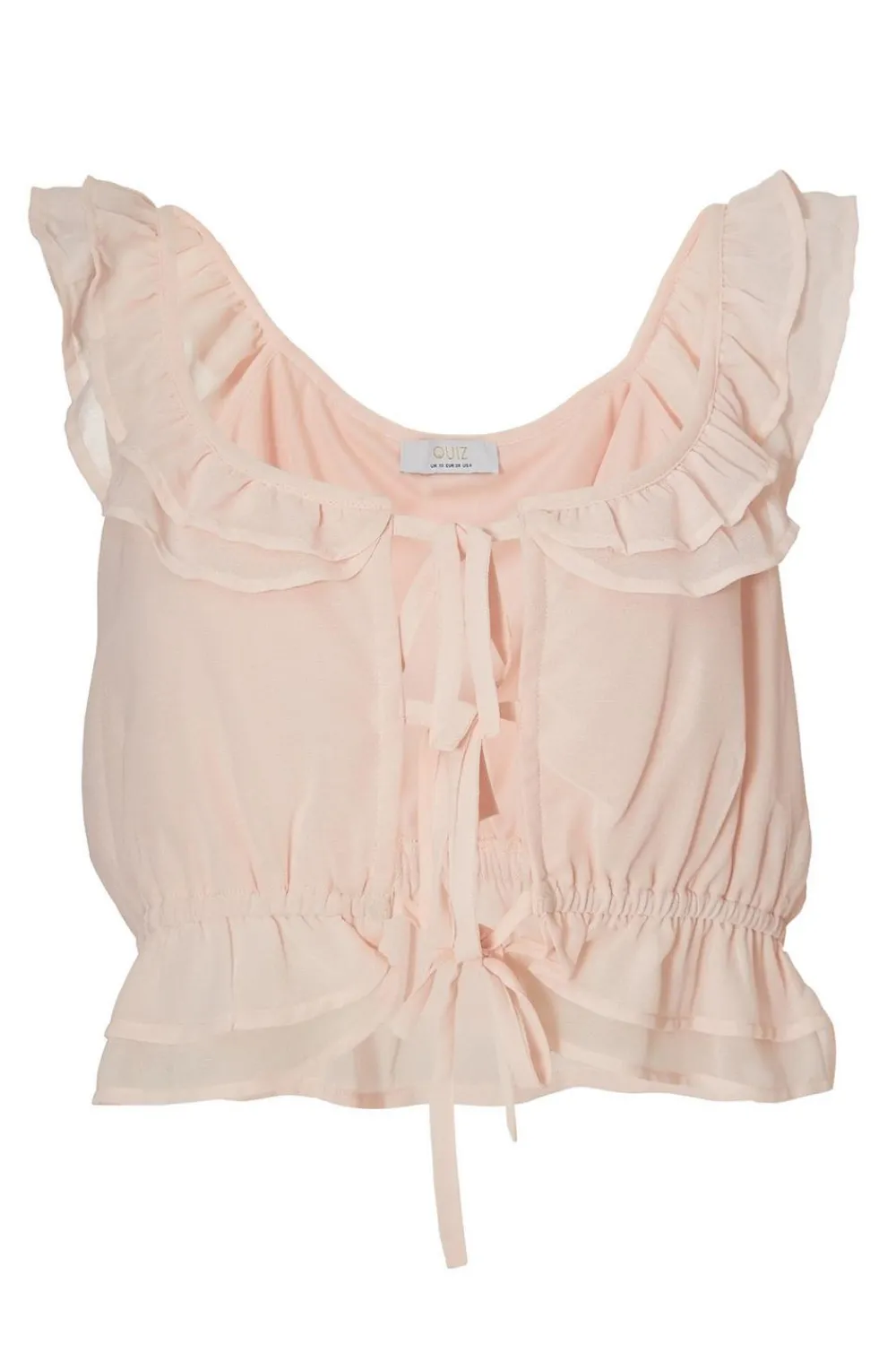 Quiz Summer Tops|Going Out Tops>Baby Pink Ruffle Crop Top