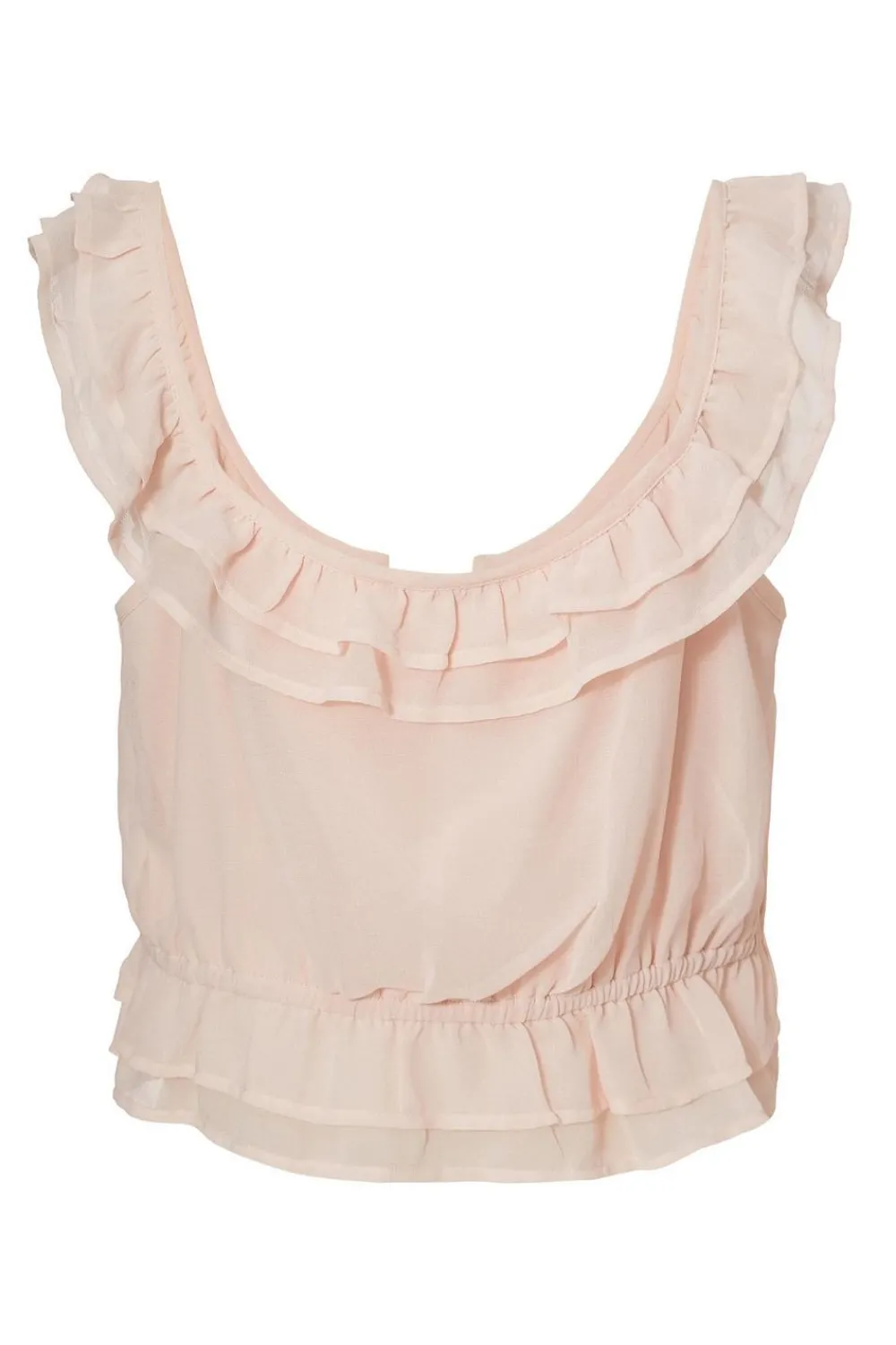 Quiz Summer Tops|Going Out Tops>Baby Pink Ruffle Crop Top