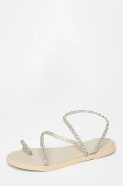 Quiz Sandals|Holiday Shoes>Diamante Pleated Flat Sandals