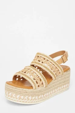 Quiz Sandals|Holiday Shoes>Beige Double Strap Flatform Sandals