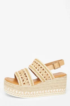 Quiz Sandals|Holiday Shoes>Beige Double Strap Flatform Sandals