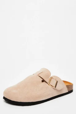Quiz Flats>Beige Faux Suede Mules