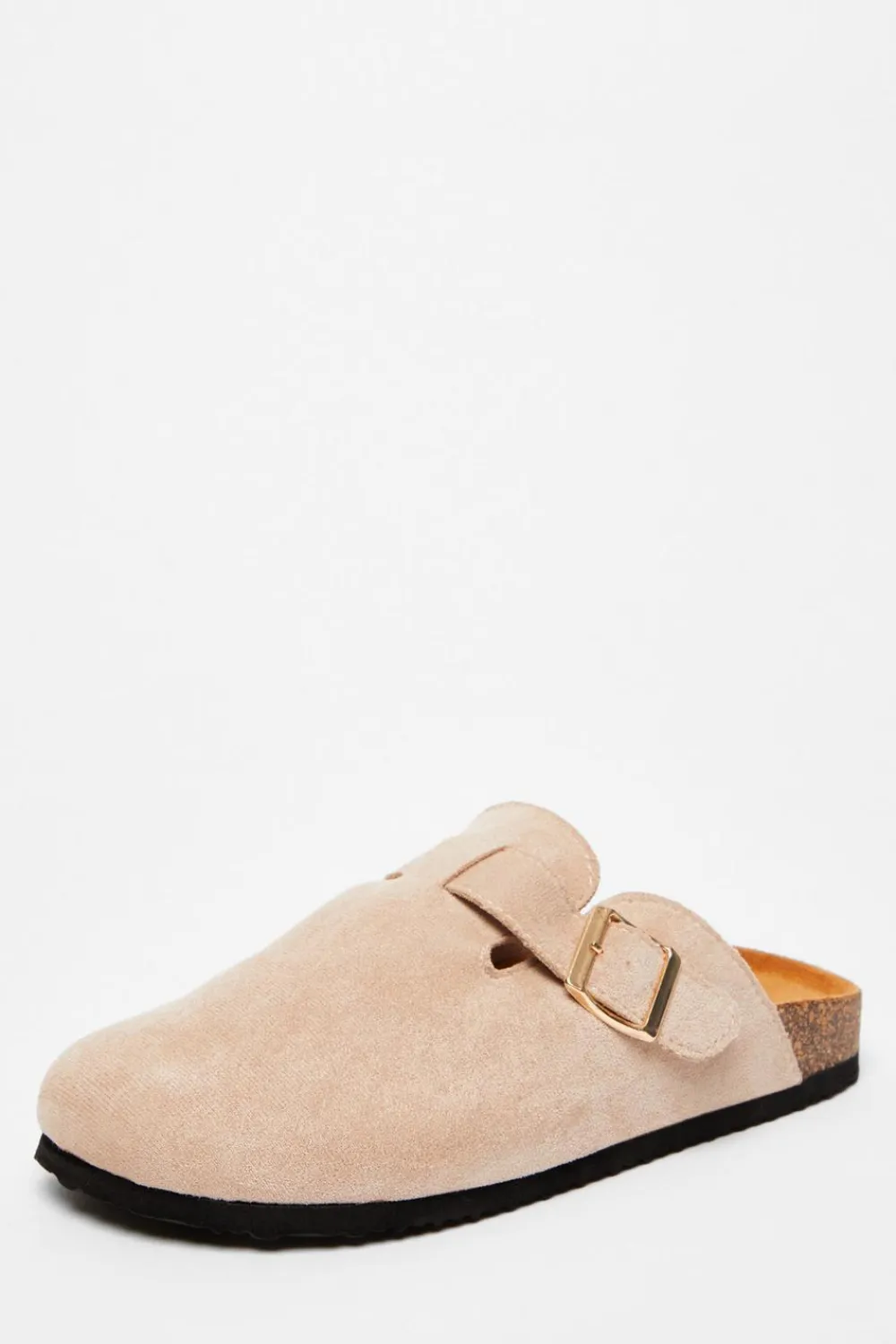 Quiz Flats>Beige Faux Suede Mules