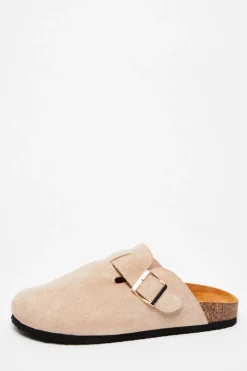 Quiz Flats>Beige Faux Suede Mules