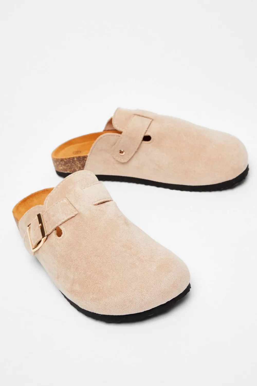 Quiz Flats>Beige Faux Suede Mules