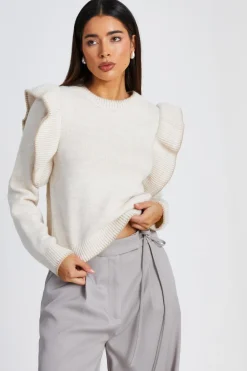 Quiz Knitwear|Jumpers>Knitted Frill Sleeve Jumper
