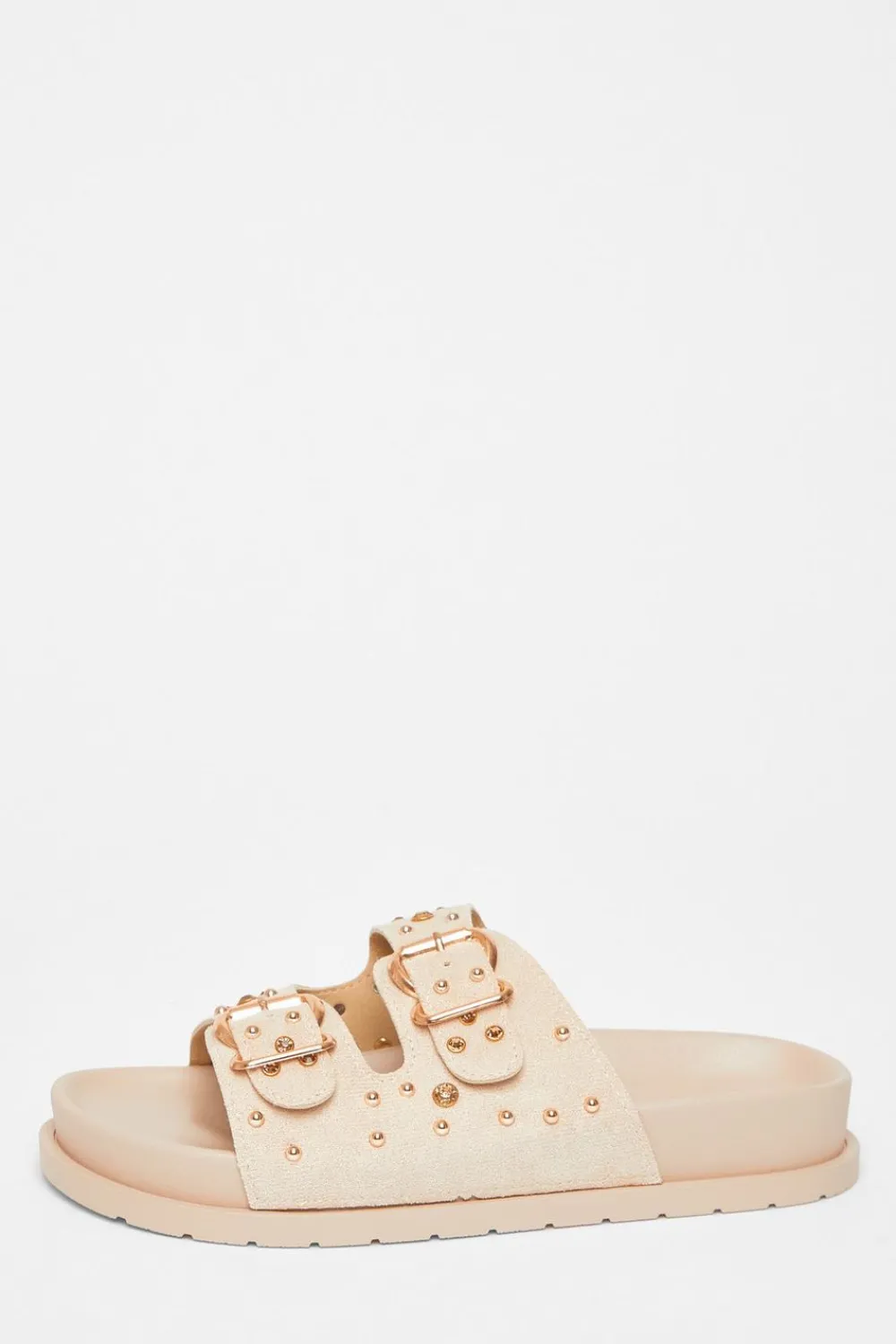 Quiz Sandals|Holiday Shoes>Beige Studded Flat Sandals