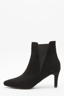 Quiz Boots>Black Ankle Heeled Stretch Boots