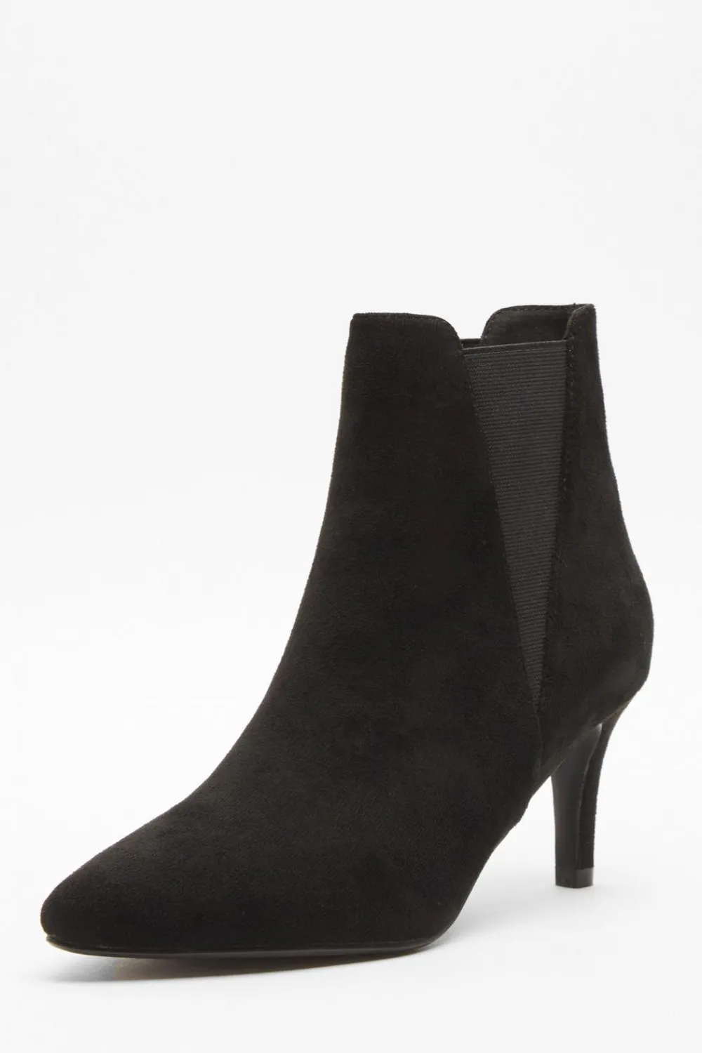 Quiz Boots>Black Ankle Heeled Stretch Boots