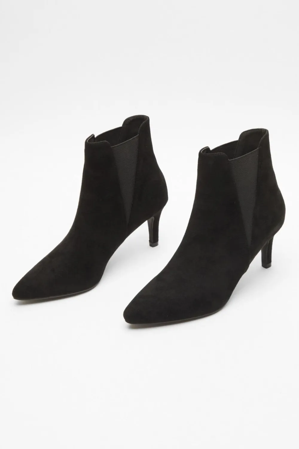 Quiz Boots>Black Ankle Heeled Stretch Boots