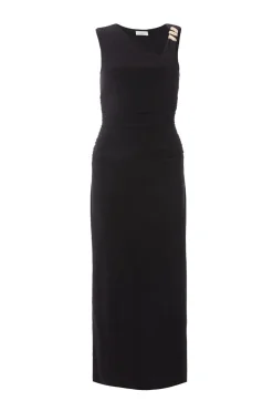 Quiz Evening Dresses|Going Out>Black Asymmetric Midaxi Dress