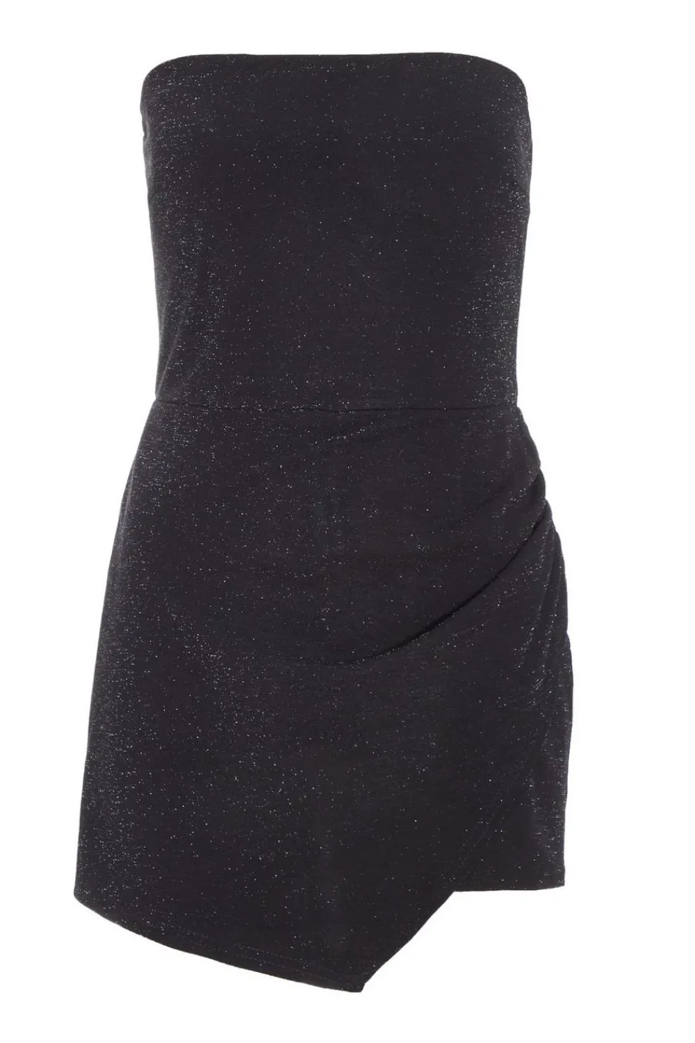 Quiz Playsuits|Playsuits>Black Bandeau Glitter Skort Playsuit