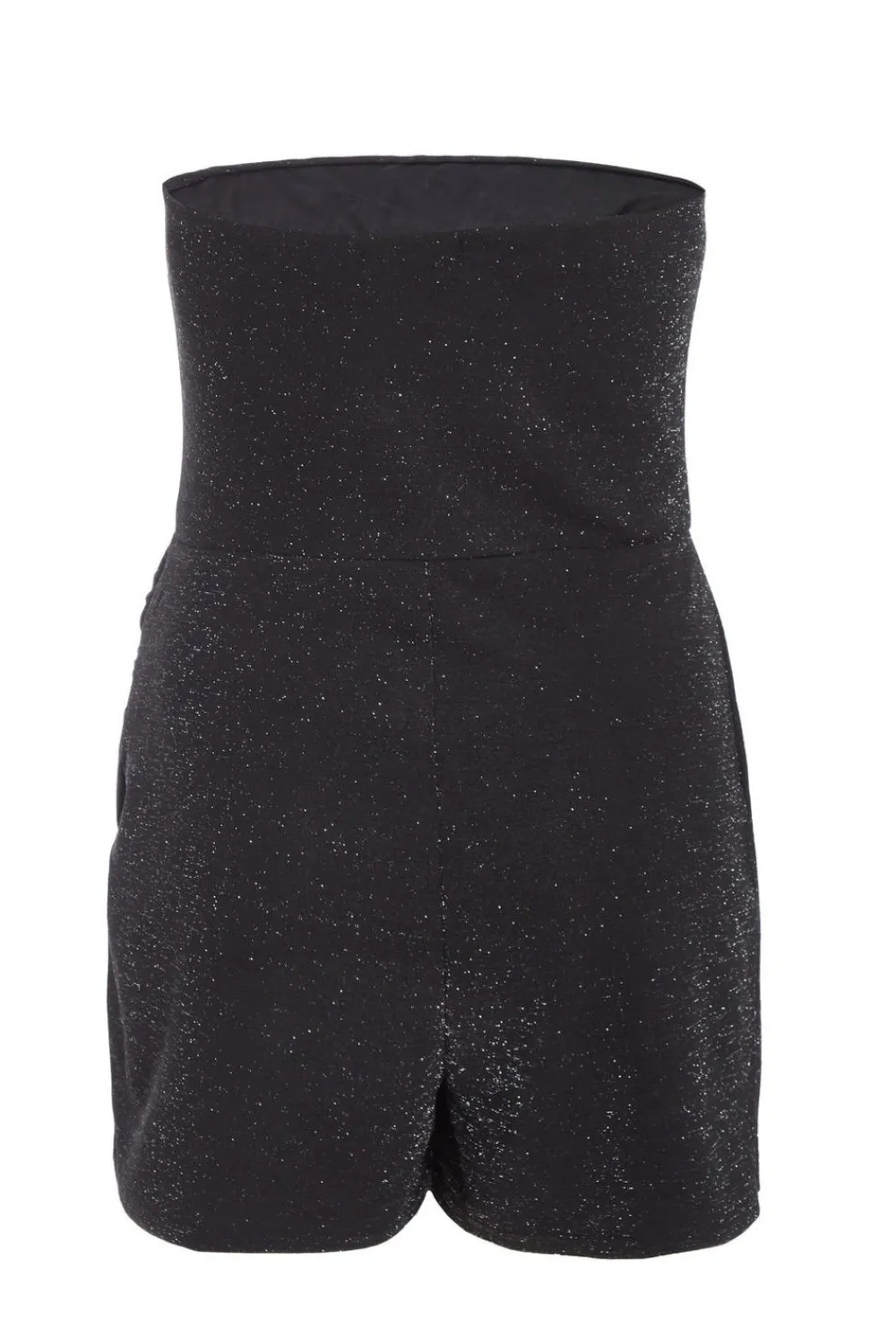 Quiz Playsuits|Playsuits>Black Bandeau Glitter Skort Playsuit