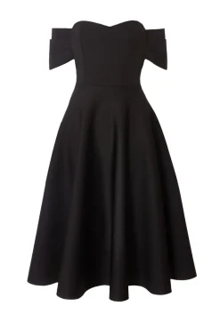 Quiz Evening Dresses|Christening Guest>Black Bardot Midi Skater Dress