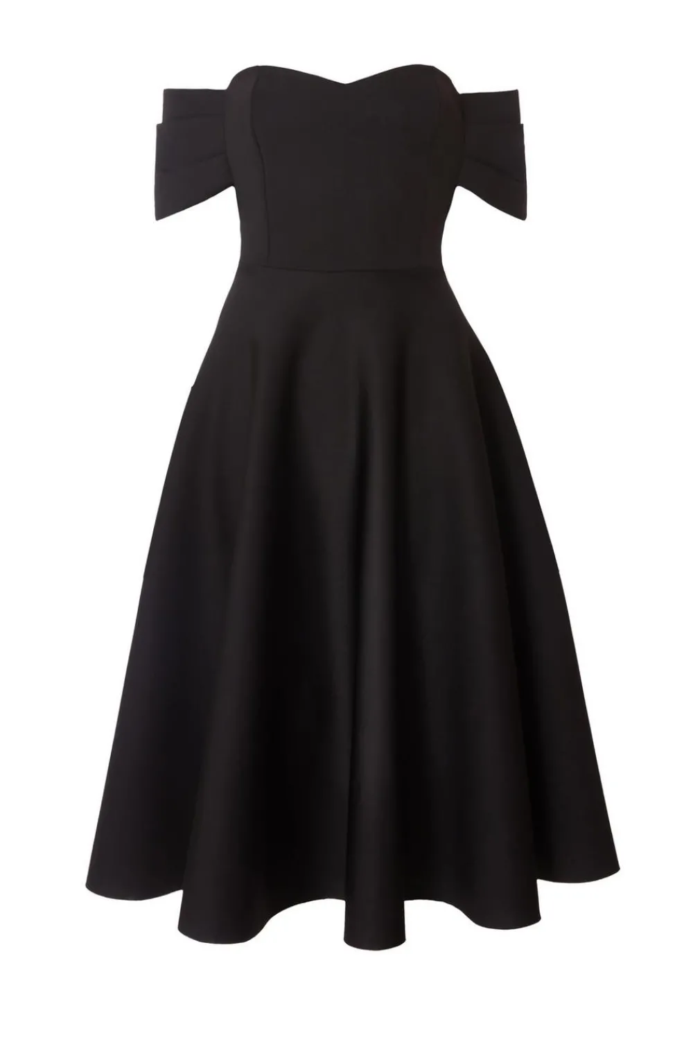 Quiz Evening Dresses|Christening Guest>Black Bardot Midi Skater Dress