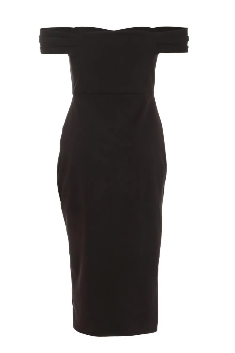Quiz Wrap Dresses|Wedding Guest Dresses>Black Bardot Midi Wrap Dress