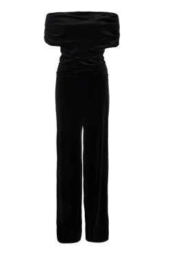 Quiz Going Out Jumpsuits|Evening Jumpsuits>Black Bardot Velvet Jumpsuit