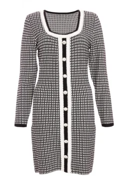 Quiz Workwear|Knitwear>Black Boucle KnitJumper Dress