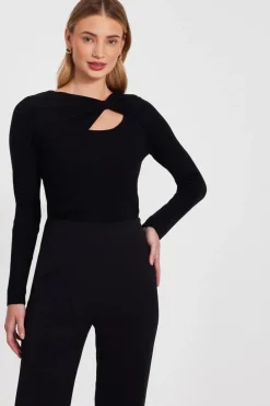 Quiz Tops|Modest>Bow Detail Knitted Top