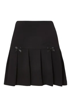 Quiz Workwear|Skirts>Black Bow detail Skater Skirt