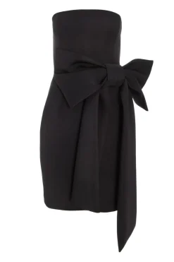 Quiz Christening Guest|Wedding Guest Dresses>Black Bow Strapless Bodycon Dress