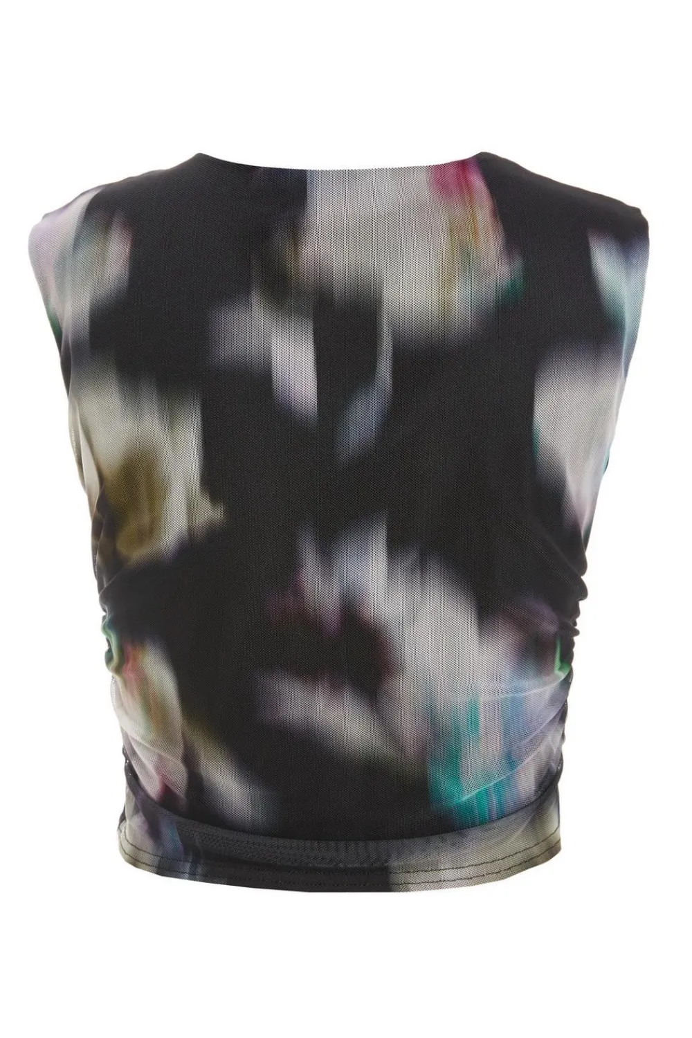 Quiz Going Out Tops|Crop Tops>Black Brushstroke Print Mesh Top
