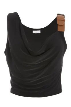 Quiz Going Out Tops|Day Tops>Black Buckle Detail Crop Top