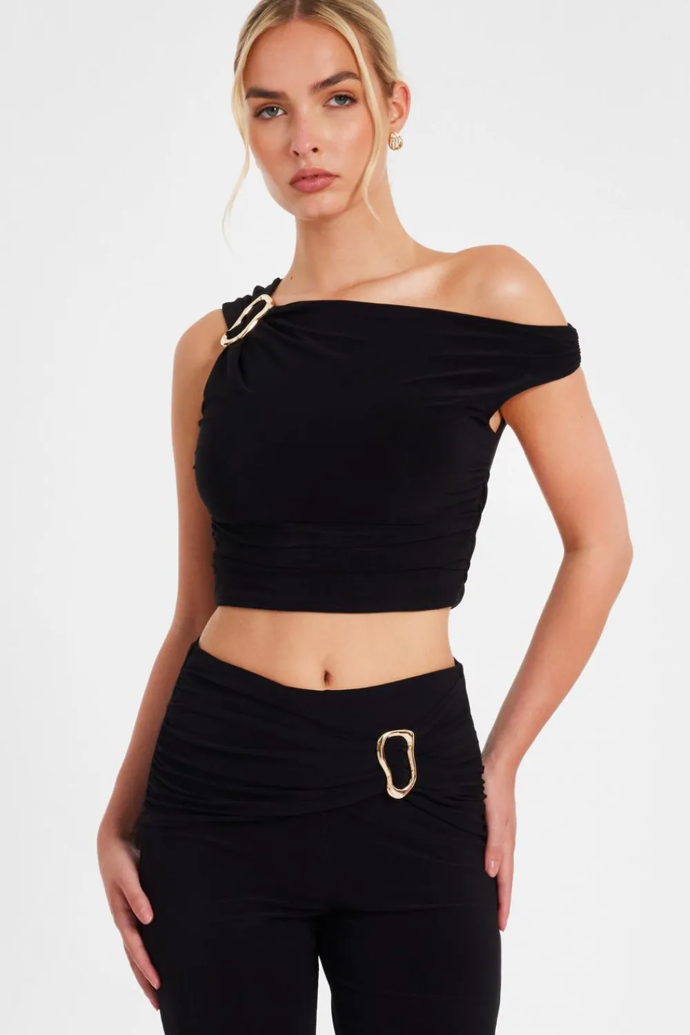 Quiz Summer Tops|Going Out Tops>Buckle Drop Shoulder Top