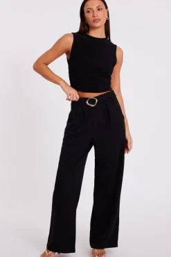 Quiz Workwear|Trousers>Buckle Front Palazzo Trouser