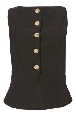 Quiz Waistcoat|Going Out Tops>Black Button Front Waistcoat