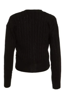 Quiz Workwear|Tops>Black Cable Knit Cardigan