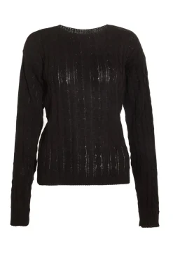Quiz Tops|Schoolwear>Black Cable Knit Crop Jumper
