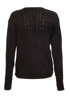 Quiz Tops|Schoolwear>Black Cable Knit Crop Jumper