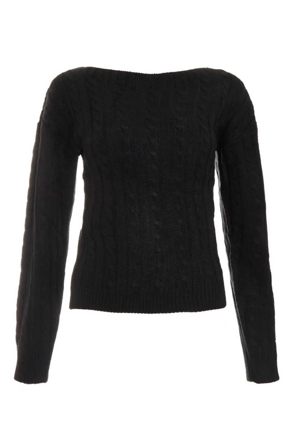 Quiz Workwear|Schoolwear>Black Cable Knit Crop Jumper