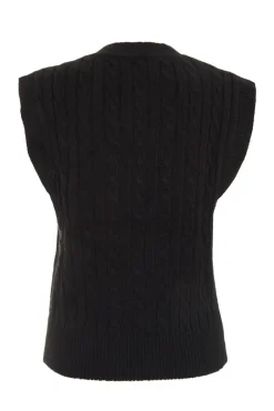 Quiz Workwear|Tops>Black Cable Knit Tank Top
