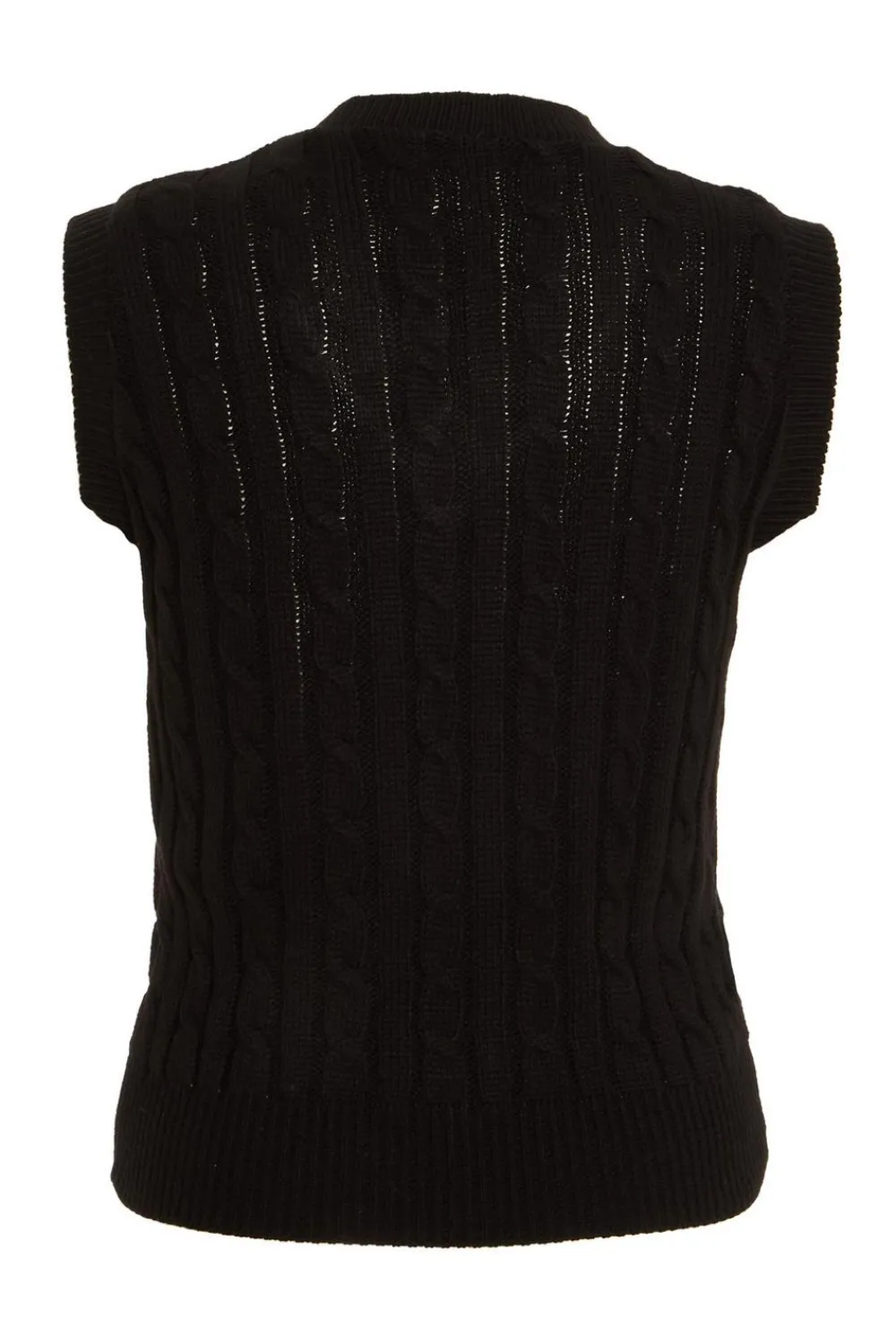 Quiz Workwear|Tops>Black Cable Knit Tank Top
