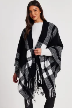 Quiz Capes & Ponchos|Casual Clothing>Check Print Tassel Cape