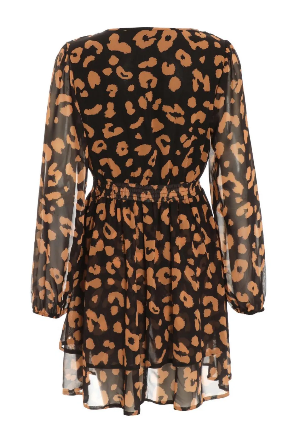 Quiz Day Dresses|Black Dresses>Black Chiffon Animal Print Skater Dress