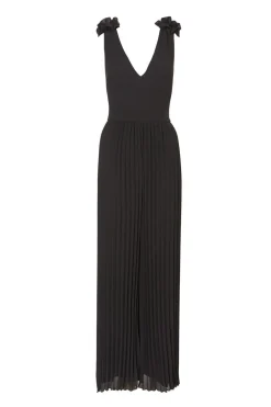 Quiz Occasion Jumpsuits|Evening Jumpsuits>Black Chiffon Pleated Jumpsuit