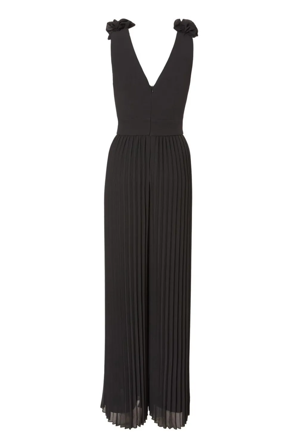 Quiz Occasion Jumpsuits|Evening Jumpsuits>Black Chiffon Pleated Jumpsuit