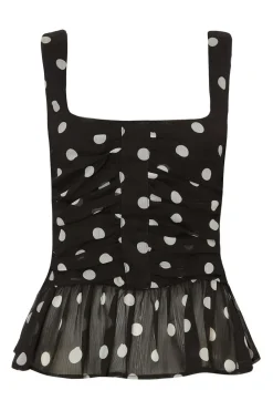Quiz Going Out Tops|Day Tops>Black Chiffon Polka Dot Top