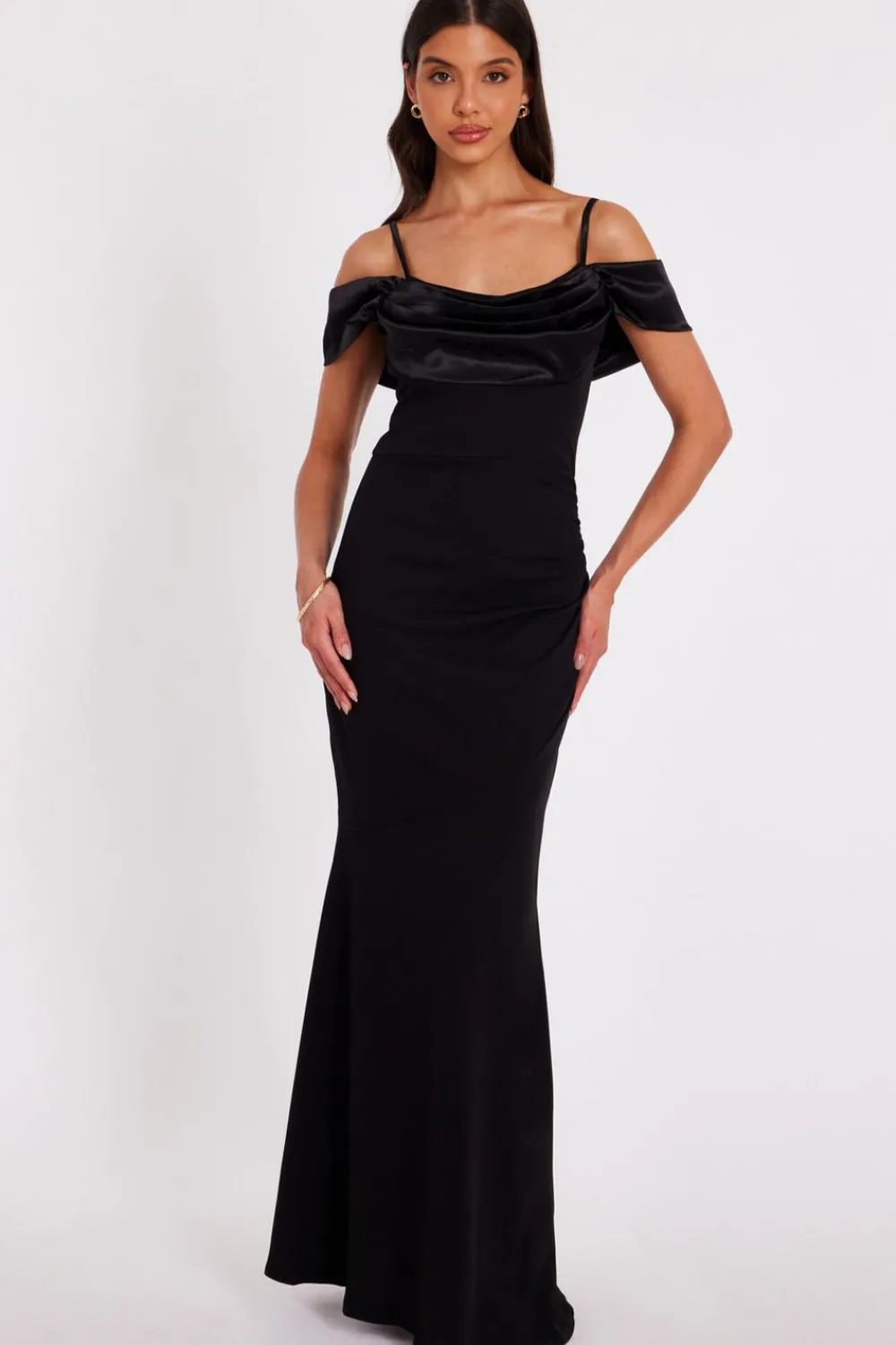 Quiz Prom Dresses|Prom & Ball>Black Cold Shoulder Maxi Dress