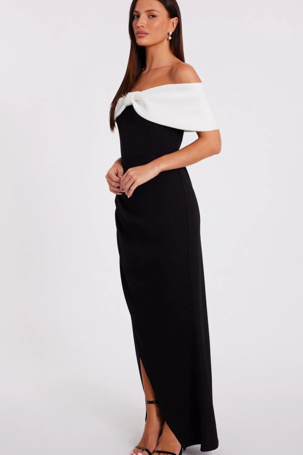Quiz Prom Dresses|Prom & Ball>Black Contrast Bardot Maxi Dress