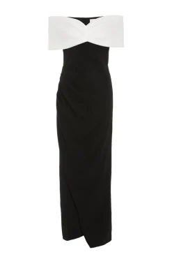 Quiz Prom Dresses|Evening Dresses>Black Contrast Bardot Ruched Maxi Dress