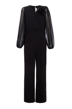 Quiz Going Out Jumpsuits|Evening Jumpsuits>Black Corsage Wide Leg Jumpsuit