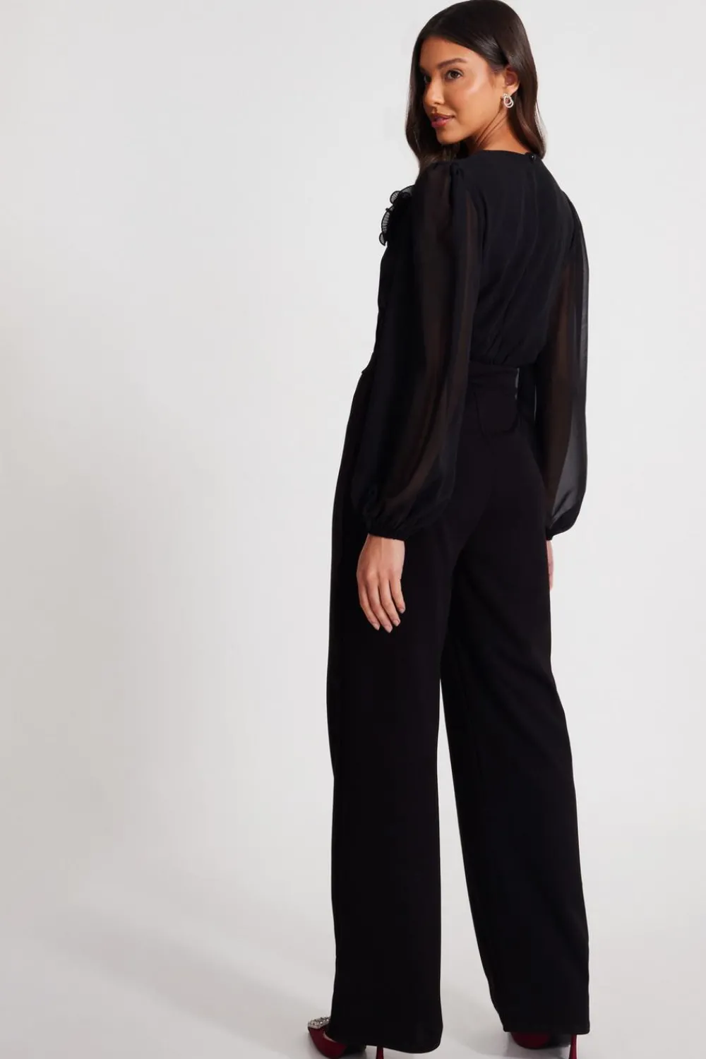 Quiz Going Out Jumpsuits|Evening Jumpsuits>Black Corsage Wide Leg Jumpsuit