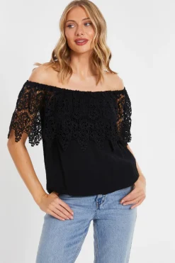 Quiz Summer Tops|Bardot Tops>Crochet Bardot Top