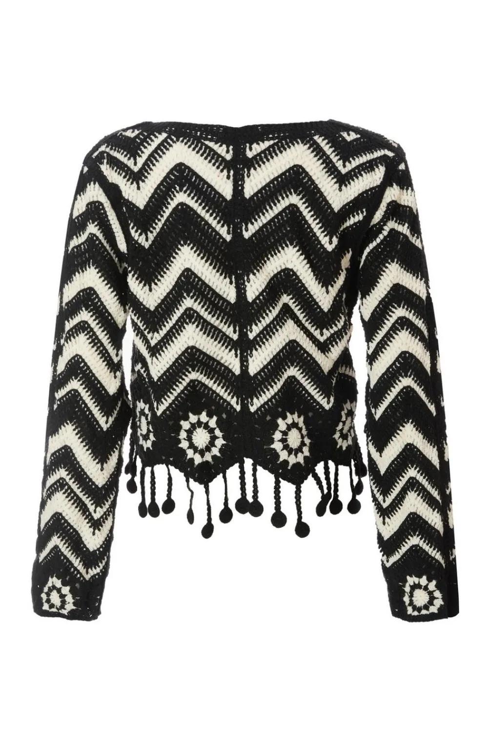 Quiz Summer Tops|Crop Tops>Black Crochet Knitted Top