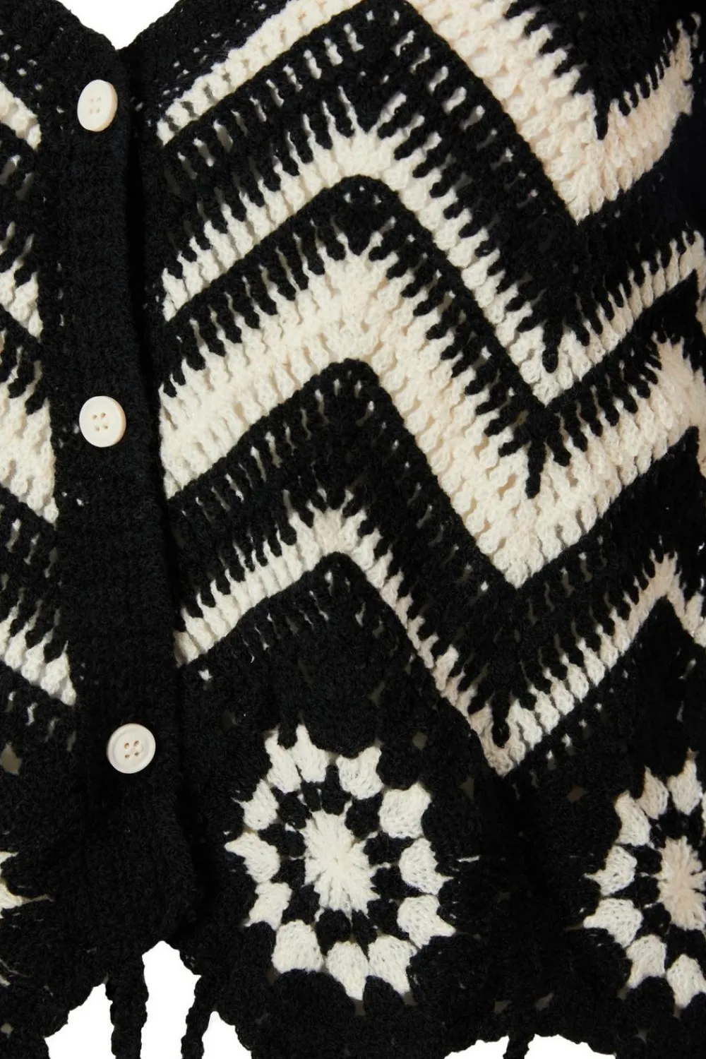 Quiz Summer Tops|Crop Tops>Black Crochet Knitted Top